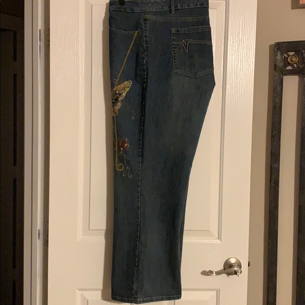 Venezia Blue Jeans with Butterfly Embroidery.